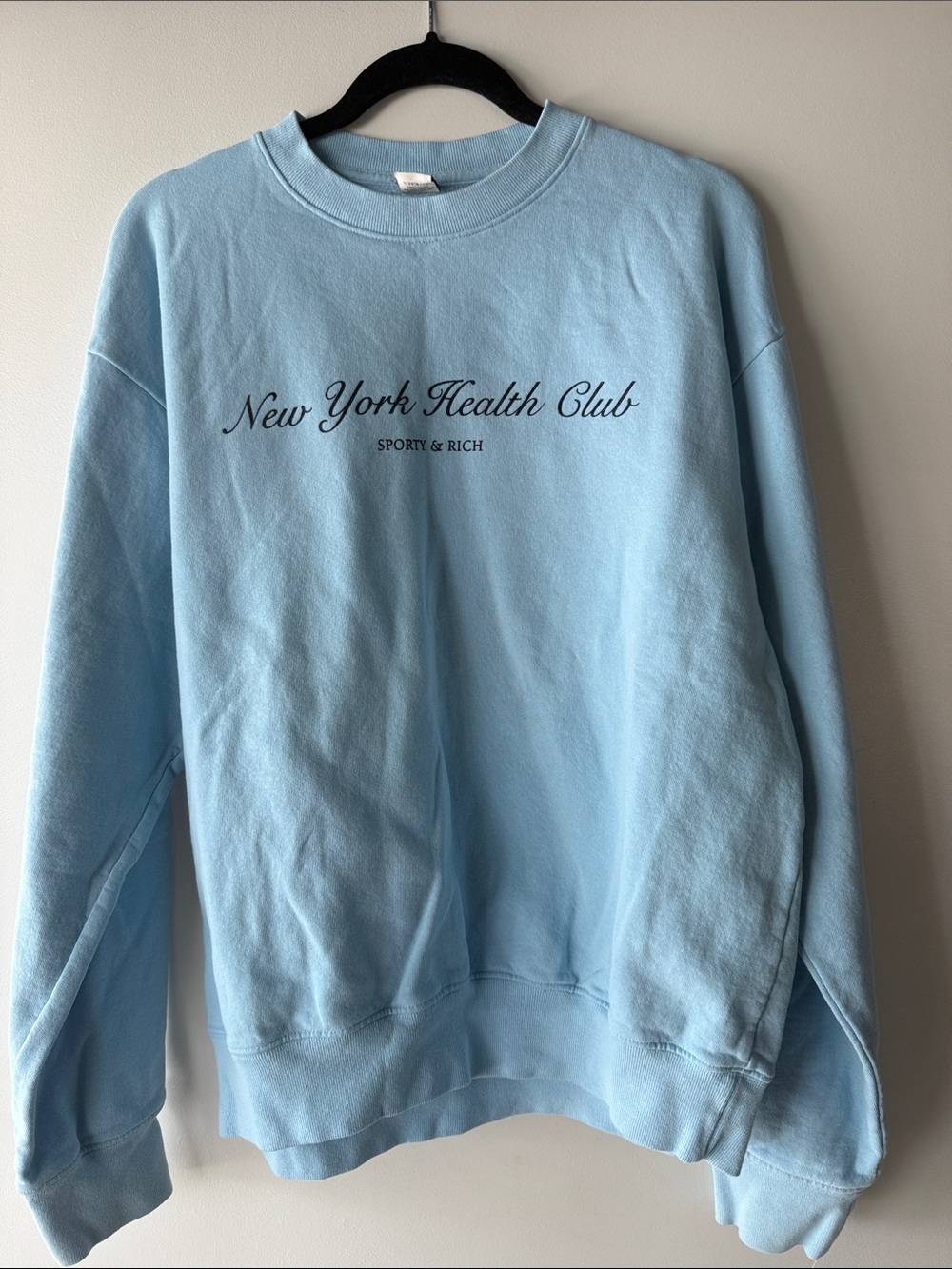 Sporty & Rich Light Blue 'New York Health Club' Crewneck Sweatshirt